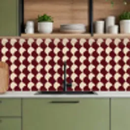 Rood - Tegelpatroon - Crème keuken achterwand 2 middel 871 -sfeer3
