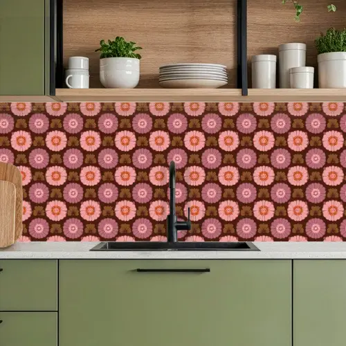 Retro - Madelief - Roze keuken achterwand 2 middel 871 -sfeer3