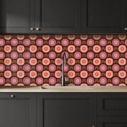 Retro - Madelief - Roze keuken achterwand 2 middel 871 -sfeer1