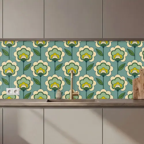 Retro - Design - Jaren 70 - Bloem keuken achterwand 2 middel 871 zz_3dshopping