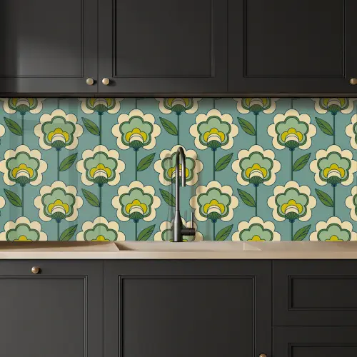 Retro - Design - Jaren 70 - Bloem keuken achterwand 2 middel 871 -sfeer1