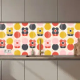 Retro - Design - Bloemen - Pastel keuken achterwand 2 middel 871 zz_3dshopping