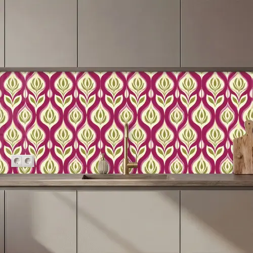 Retro - Floraal - Paars keuken achterwand 2 middel 871 zz_3dshopping