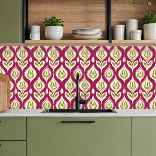Retro - Floraal - Paars keuken achterwand 2 middel 871 -sfeer3