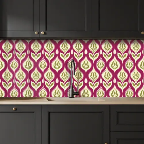 Retro - Floraal - Paars keuken achterwand 2 middel 871 -sfeer1
