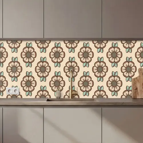 Retro - Bloemen - Design keuken achterwand 2 middel 871 zz_3dshopping