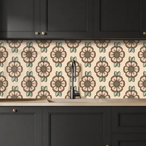 Retro - Bloemen - Design keuken achterwand 2 middel 871 -sfeer1