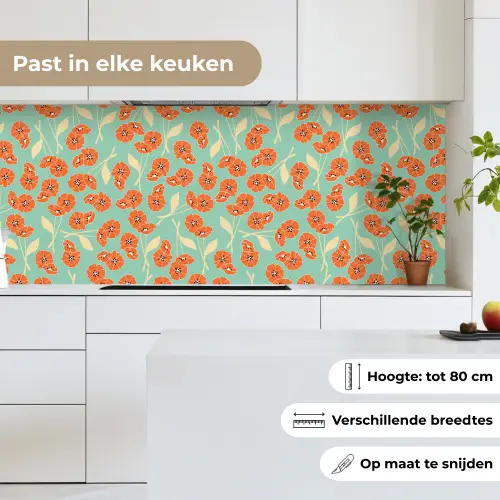 Retro - Bloemen - Design - Oranje keuken achterwand 2 middel 871 -sfeer4_NL
