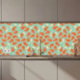 Retro - Bloemen - Design - Oranje keuken achterwand 2 middel 871 zz_3dshopping