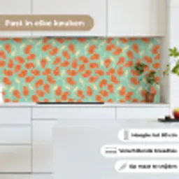 Retro - Bloemen - Design - Oranje keuken achterwand 2 middel 871 -sfeer4_NL