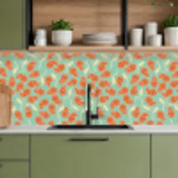 Retro - Bloemen - Design - Oranje keuken achterwand 2 middel 871 -sfeer3