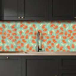 Retro - Bloemen - Design - Oranje keuken achterwand 2 middel 871 -sfeer1