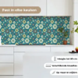 Retro - Bloemen - Patronen - Blauw keuken achterwand 2 middel 871 -sfeer4_NL