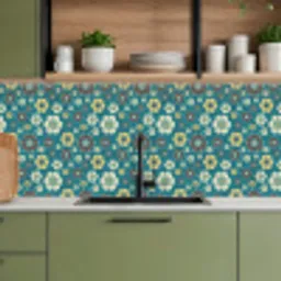 Retro - Bloemen - Patronen - Blauw keuken achterwand 2 middel 871 -sfeer3