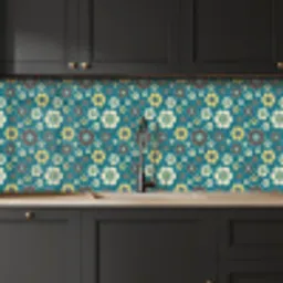 Retro - Bloemen - Patronen - Blauw keuken achterwand 2 middel 871 -sfeer1
