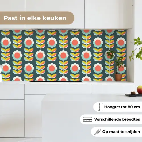 Retro - Bloemen - Scandinavisch keuken achterwand 2 middel 871 -sfeer4_NL