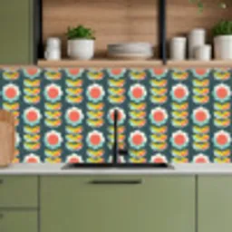 Retro - Bloemen - Scandinavisch keuken achterwand 2 middel 871 -sfeer3