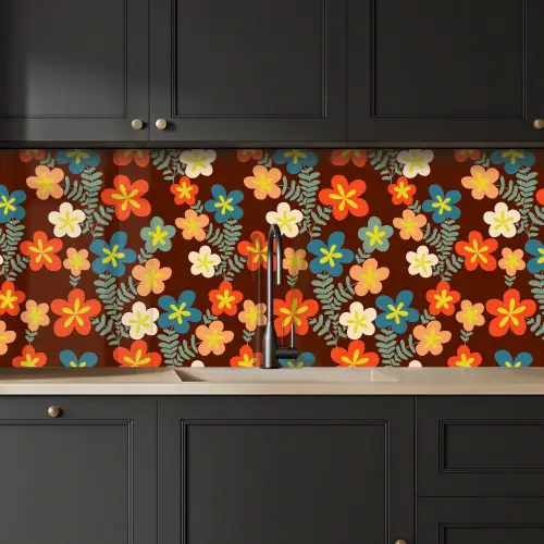 Retro - Patronen - Bloemen - Jaren 70 keuken achterwand 2 middel 871 -sfeer1