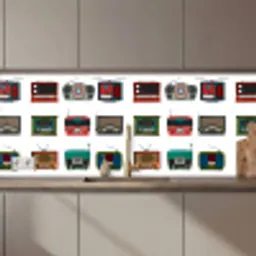 Retro - Radio - Design keuken achterwand 2 middel 871 zz_3dshopping
