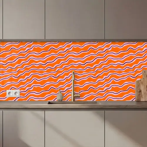 Retro - Golvend - Oranje keuken achterwand 2 middel 871 zz_3dshopping