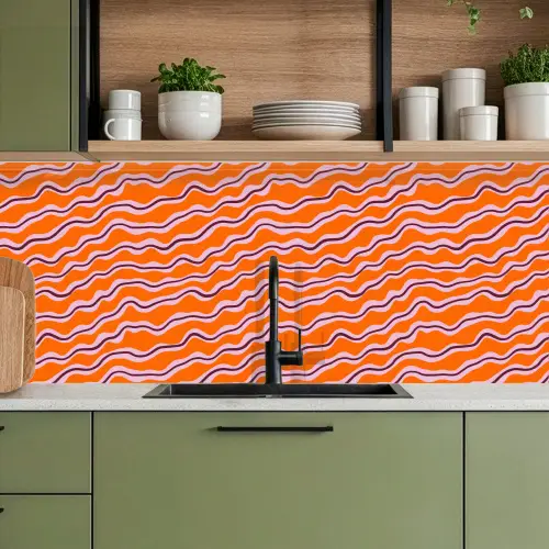 Retro - Golvend - Oranje keuken achterwand 2 middel 871 -sfeer3