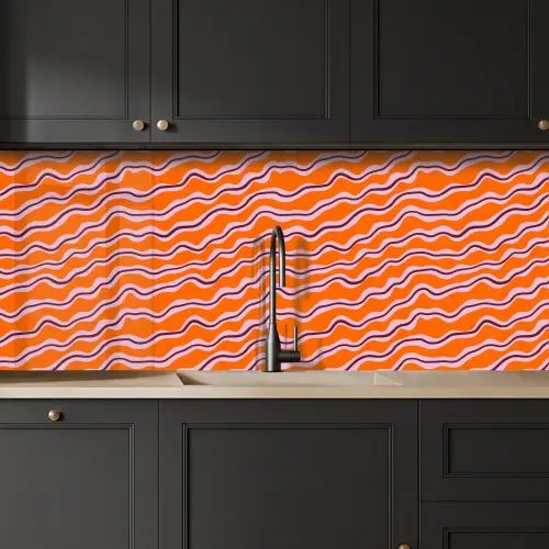 Retro - Golvend - Oranje keuken achterwand 2 middel 871 -sfeer1