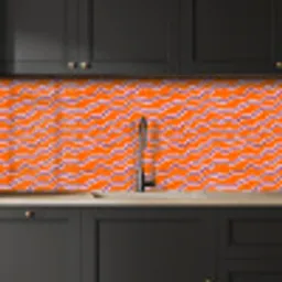 Retro - Golvend - Oranje keuken achterwand 2 middel 871 -sfeer1