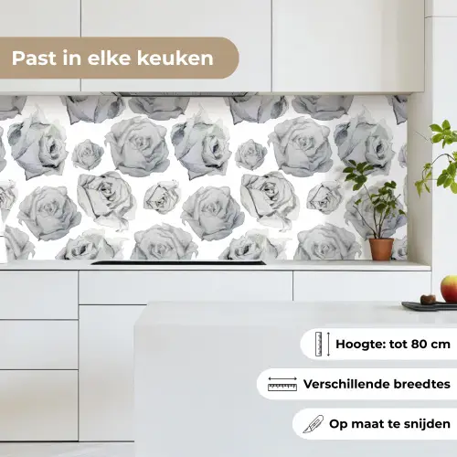 Rozen - Bloem - Zwart Wit - Patroon keuken achterwand 2 middel 871 -sfeer4_NL