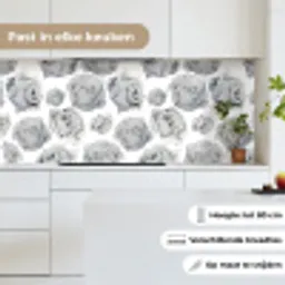 Rozen - Bloem - Zwart Wit - Patroon keuken achterwand 2 middel 871 -sfeer4_NL