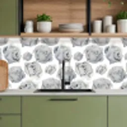 Rozen - Bloem - Zwart Wit - Patroon keuken achterwand 2 middel 871 -sfeer3