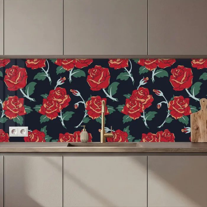 Rozen - Bloem - Patroon - Rood keuken achterwand 2 middel 871 zz_3dshopping
