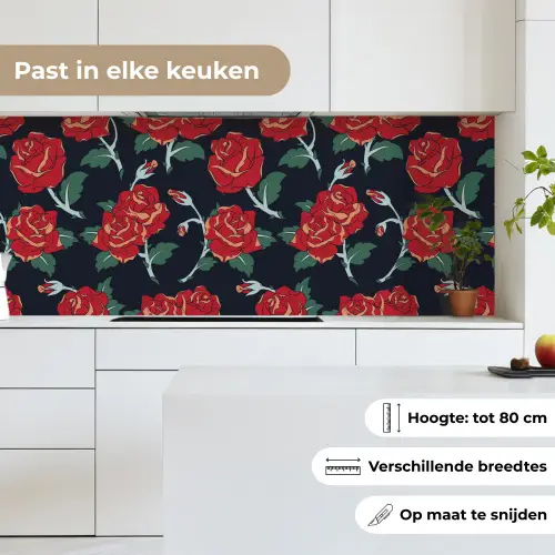 Rozen - Bloem - Patroon - Rood keuken achterwand 2 middel 871 -sfeer4_NL