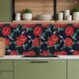 Rozen - Bloem - Patroon - Rood keuken achterwand 2 middel 871 -sfeer3