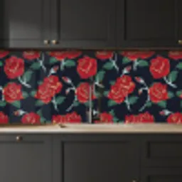 Rozen - Bloem - Patroon - Rood keuken achterwand 2 middel 871 -sfeer1