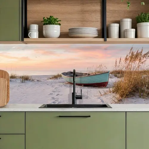 Rustiek - Roeiboot - Zandstrand keuken achterwand 2 middel -sfeer3