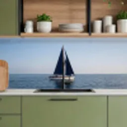Zeilboot - Zee - Blauw keuken achterwand 2 middel -sfeer3