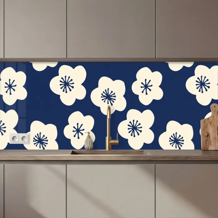 Sakura - Wit - Patroon - Japan keuken achterwand 2 middel 871 zz_3dshopping