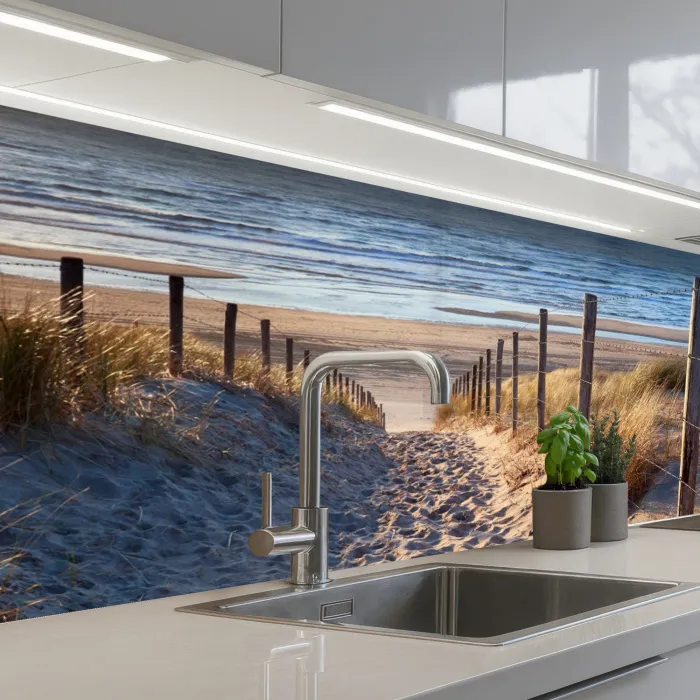 Zand - Strand - Duin - Zee - Zomer keuken achterwand 2 groot -3d_schuin