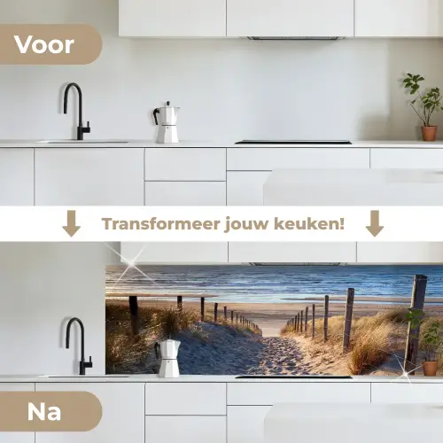 Zand - Strand - Duin - Zee - Zomer keuken achterwand 2 groot -voor-na_NL