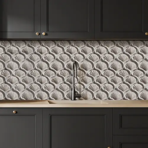 Zand - Schelpenvorm - Grijs keuken achterwand 2 middel 871 -sfeer1