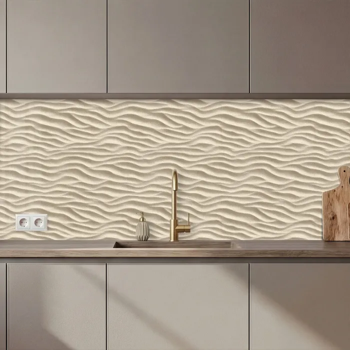Zand - Golven - Beige keuken achterwand 2 middel 871 zz_3dshopping