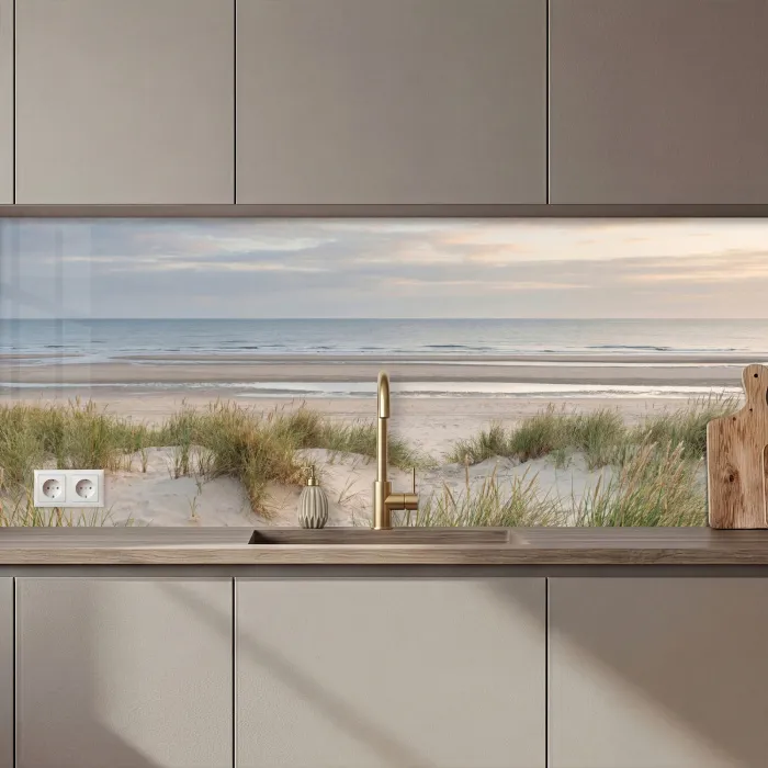 Zandstrand - Bewolkt - Duinen keuken achterwand 2 middel zz_3dshopping