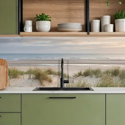 Zandstrand - Bewolkt - Duinen keuken achterwand 2 middel -sfeer3