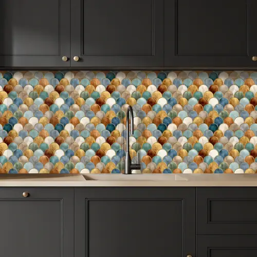 Schubvorm - Aardetinten - Metallic - Glans keuken achterwand 2 middel 871 -sfeer1