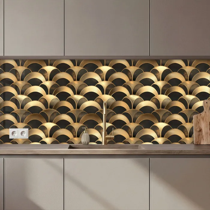 Schubben - Structuur - Goud keuken achterwand 2 middel 871 zz_3dshopping