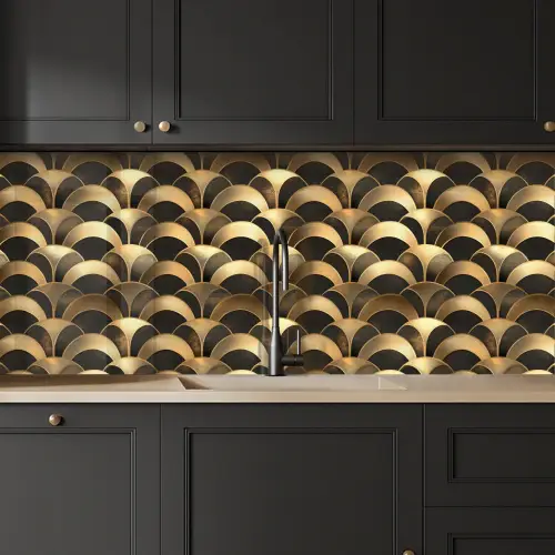 Schubben - Structuur - Goud keuken achterwand 2 middel 871 -sfeer1