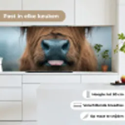 Schotse hooglander - Neus - Bruin keuken achterwand 2 middel -sfeer4_NL