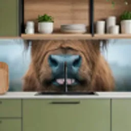 Schotse hooglander - Neus - Bruin keuken achterwand 2 middel -sfeer3