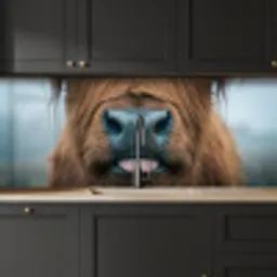 Schotse hooglander - Neus - Bruin keuken achterwand 2 middel -sfeer1