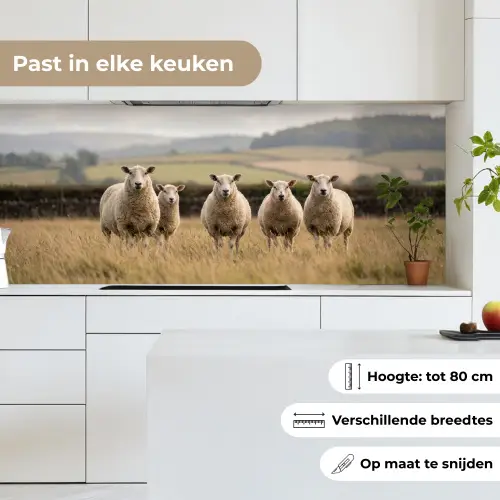 Schapen - Weidenlandschap - Heuvels keuken achterwand 2 middel -sfeer4_NL